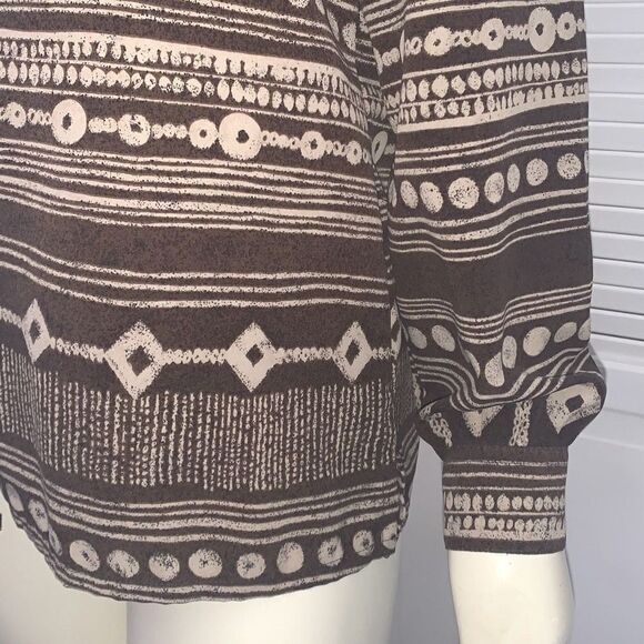 Vintage TanJay Brown Aztec Tribal Button Down Womens Top sz 10 - Picture 5 of 10